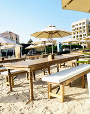 Outdoor Cushion Bench - Long Bench | Creamy White | Solid Wood