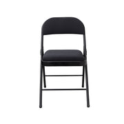 Black folding chair on a white background