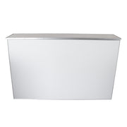 A rectangular white bar Table with a thin metallic silver frame and top edge, shown against a plain white background.
