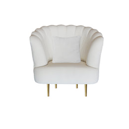 RIPPLE Single Sofa Beige Velvet | Wedding Sofa | Party Comfy Sofa
