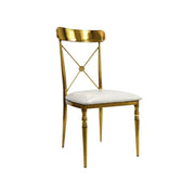 ROSE Cross Back Chair Gold Finish | Shiny Gold Chair With Padded Seat