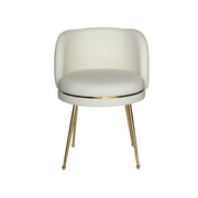Beige Leather chair with gold legs on a white background