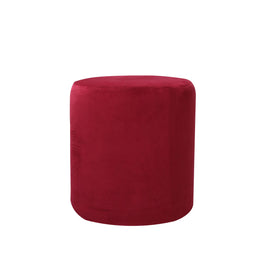 Ruby Red ottoman Velvet Pouf on a white background