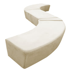 Beige curved bench on a white background