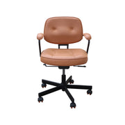 Brown office chair with black base on a white background