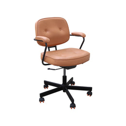 Brown office chair with black base on a white background