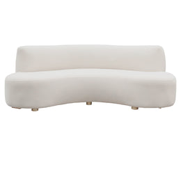 Beige Velvet curved sofa on a white background