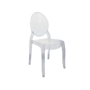 Clear plastic chair on a white background