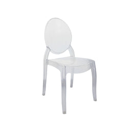 Clear plastic chair on a white background