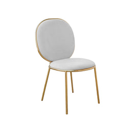 Chair with gold frame and white cushion on a white background