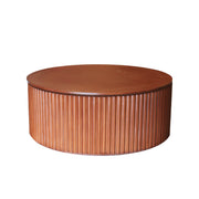Terra Round Coffee Table | Wooden Finish Coffee Table | Flute Accent Coffee Table