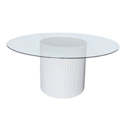 Terra White Glass Dinning Table | Top Glass Wooden Base Dinning Table