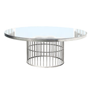 Terra Silver Round Dinning Table | Mirror Top Silver Finish Dinning Table