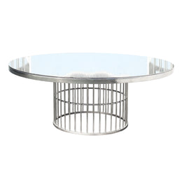 Terra Silver Round Dinning Table | Mirror Top Silver Finish Dinning Table