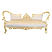 Decorative Bridal Sofa with gold frame and white cushion on a white background