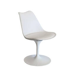 White chair with a tulip base on a white background