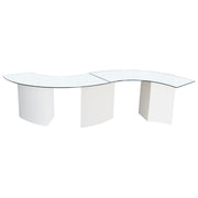 White Glass Top S-Shape Dinning Table | Modular Setup Dinning Table