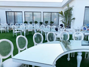 White Half Moon Mirror Dinning Table | Moon Design Dining Set for Luxury Events