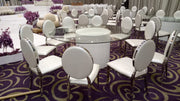Dior Silver Chair | Silver Leather Dinning Chair | White Luxury Event Dinning Chair