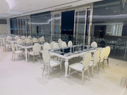Dior Silver Chair | Silver Leather Dinning Chair | White Luxury Event Dinning Chair