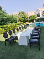 Dior Louis Resin Black Vinyl Back | Black Dinning Chair
