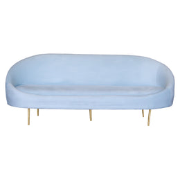 Light blue  bridal sofa with gold legs on a white background
