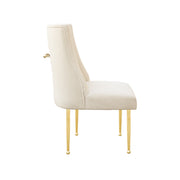 Beige chair with gold legs on a white background