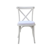 Bistro Cross Back Wooden Chair White | Vintage Luxury Dinning Chair