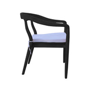 Black chair with a white cushion on a white background