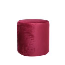 Burgundy Velvet pouf on a white background