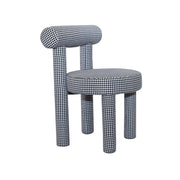 Moments rentals Chair with black and white checkered pattern on a white background