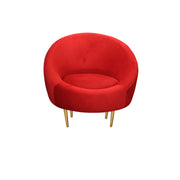 Red chair with wooden legs on a white background