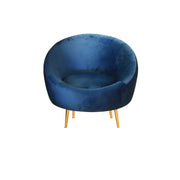 Blue armchair with wooden legs on a white background
