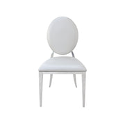 White leather chair with oval backrest on a white background