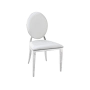 White Leather chair with oval backrest on a white background