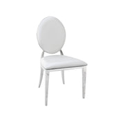 White chair with oval backrest on a white background