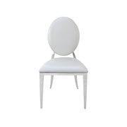 White chair with oval backrest on a white background