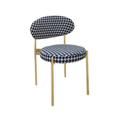 Chair with black and white checkered pattern on a white background