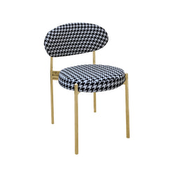 Chair with black and white checkered pattern on a white background