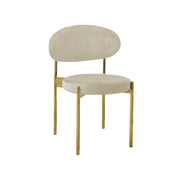 Beige chair with gold legs on a white background - Moments Rentals