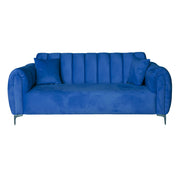 Blue sofa with cushions on a white background