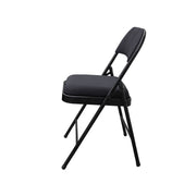 Black folding chair on a white background