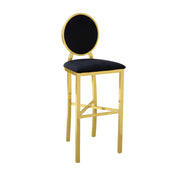 Gold Velvet Bar Stool - Black | Luxury Bar Stool With Gold Accents