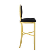 Gold Velvet Bar Stool - Black | Luxury Bar Stool With Gold Accents