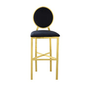 Gold Velvet Bar Stool - Black | Luxury Bar Stool With Gold Accents