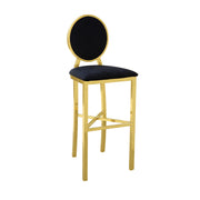 Gold Velvet Bar Stool - Black | Luxury Bar Stool With Gold Accents