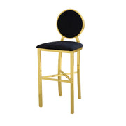 Gold Velvet Bar Stool - Black | Luxury Bar Stool With Gold Accents