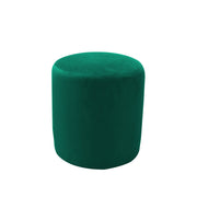 Green cylindrical ottoman on a white background