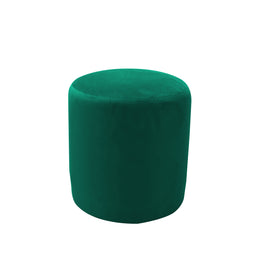 Green cylindrical ottoman on a white background