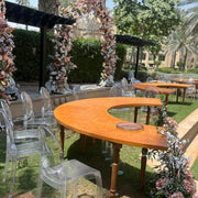Wooden Half Moon Dinning Table | Moon Shaped Dinning Table